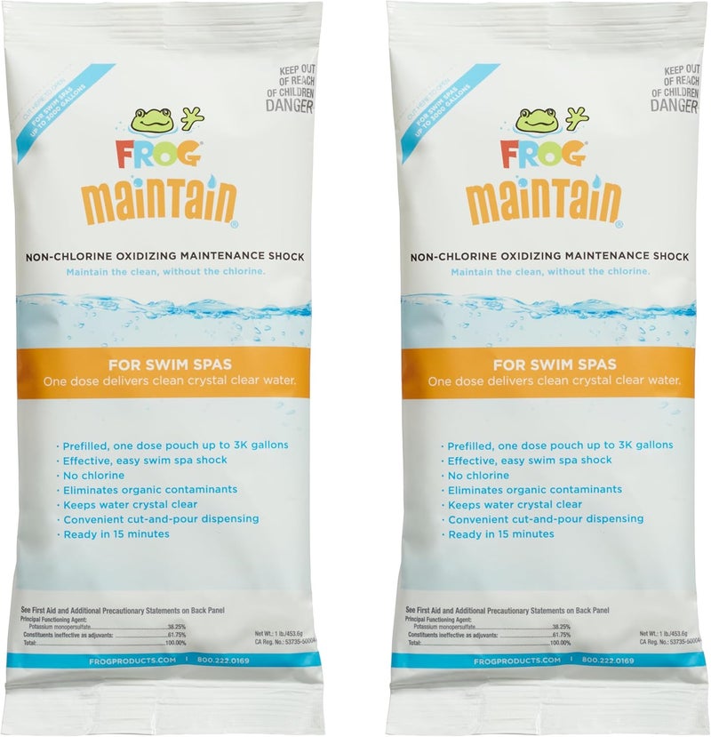 Frog Maintain for Swim Spas - Non-Chlorine Shock for use with Swim Spa @Ease Floating System - Single Dose Packets for Easy Swim Spa Maintenance & Treatment - 2 Pack - Image 1